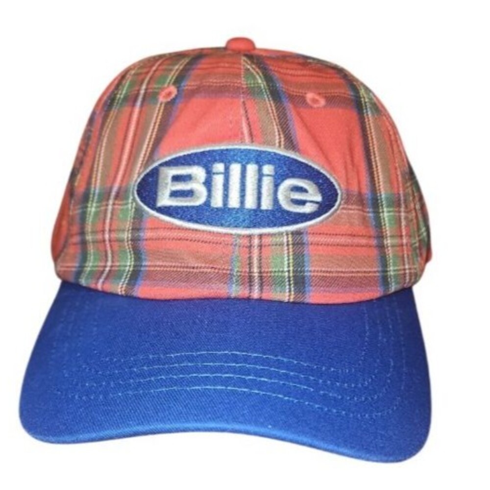 Billie Red Blue Plaid Tartan Snapback Hat Organic Cotton Embroidered Logo Cap